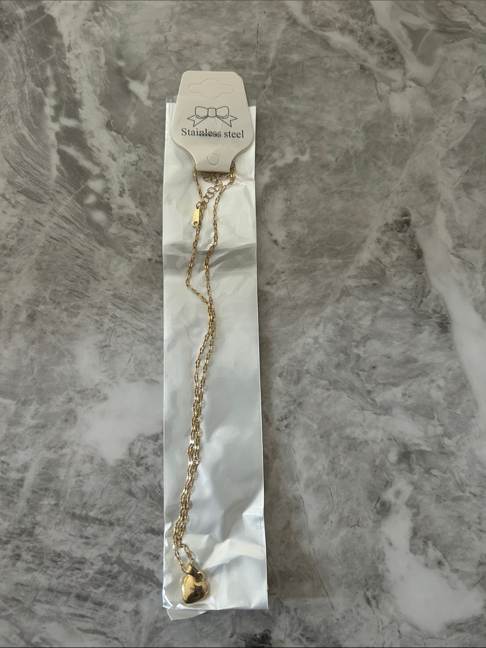 Gold Heart Pendant Necklace - Stainless Steel